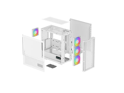 Računalniško ohišje DeepCool CH560 Digital WH, E-ATX, ARGB, LCD, kaljeno steklo, belo