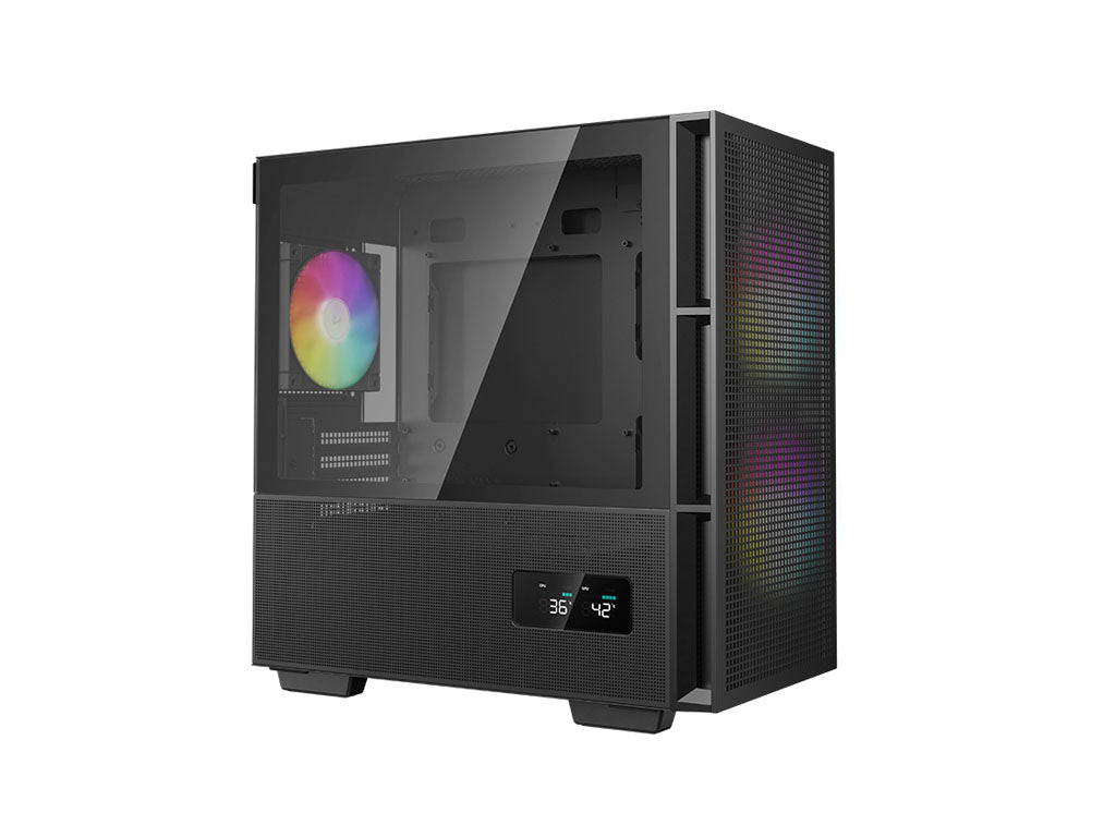 Računalniško ohišje DeepCool CH360 Digital, Micro-ATX, ARGB, LCD, kaljeno steklo, črno
