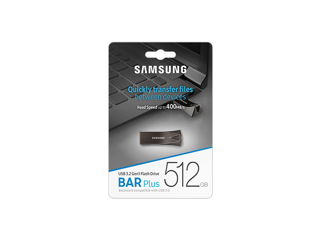 USB ključek Samsung BAR Plus, 512GB, USB 3.2 400 MB/s, siv