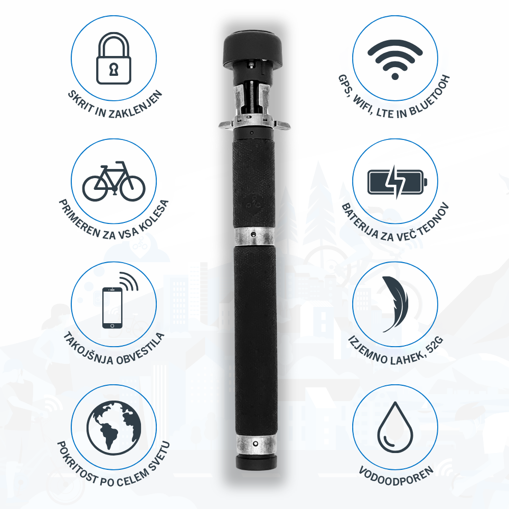 GPS sledilec BikeFinder Gen2, proti kraji kolesa
