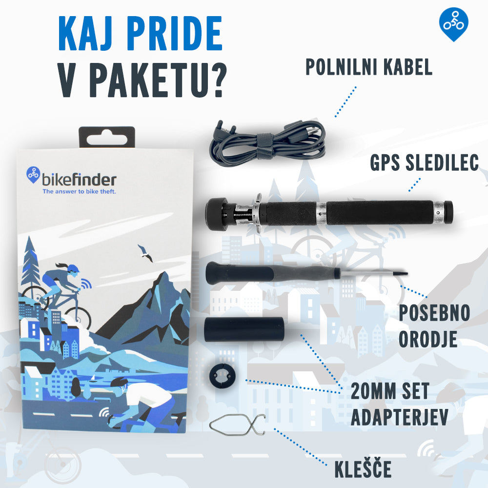 GPS sledilec BikeFinder Gen2, proti kraji kolesa