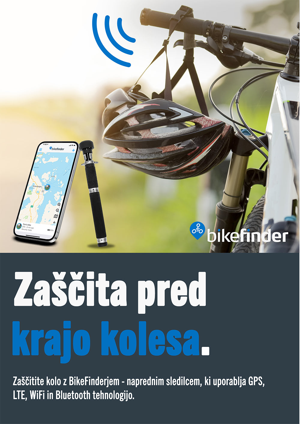 GPS sledilec BikeFinder Gen2, proti kraji kolesa