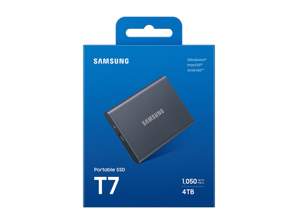 Zunanji SSD 4TB Type-C USB 3.2 Gen2 V-NAND UASP, Samsung T7, siv (MU-PC4T0T/WW)
