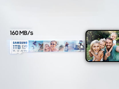 Spominska kartica Samsung EVO Plus, micro SDXC, 1TB, 160MB/s, U3, V30, A2, UHS-I, z adapterjem