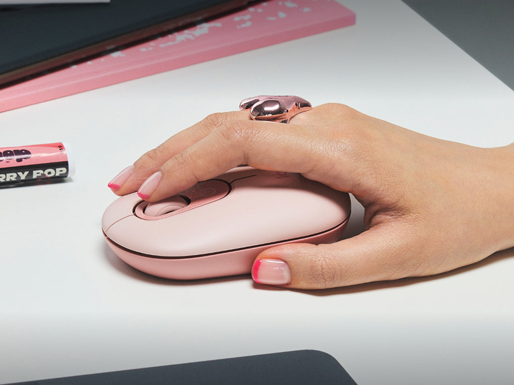 Miška Logitech POP Mouse z EMOJI, Bluetooth, roza