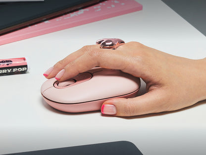 Miška Logitech POP Mouse z EMOJI, Bluetooth, roza