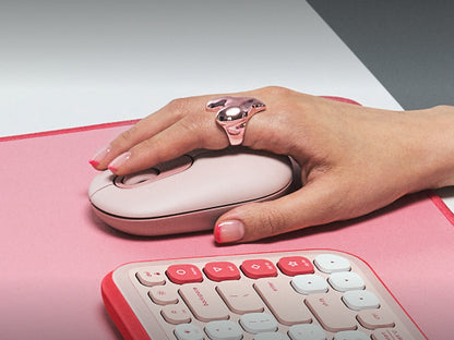 Miška Logitech POP Mouse z EMOJI, Bluetooth, roza