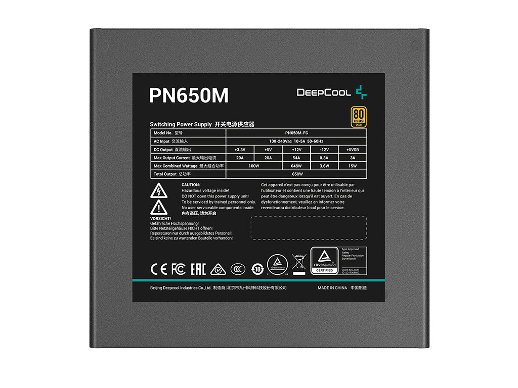 Napajalnik ATX DeepCool PN650M, 650W, Modularni, 12VHPWR, 80 PLUS Gold, črn
