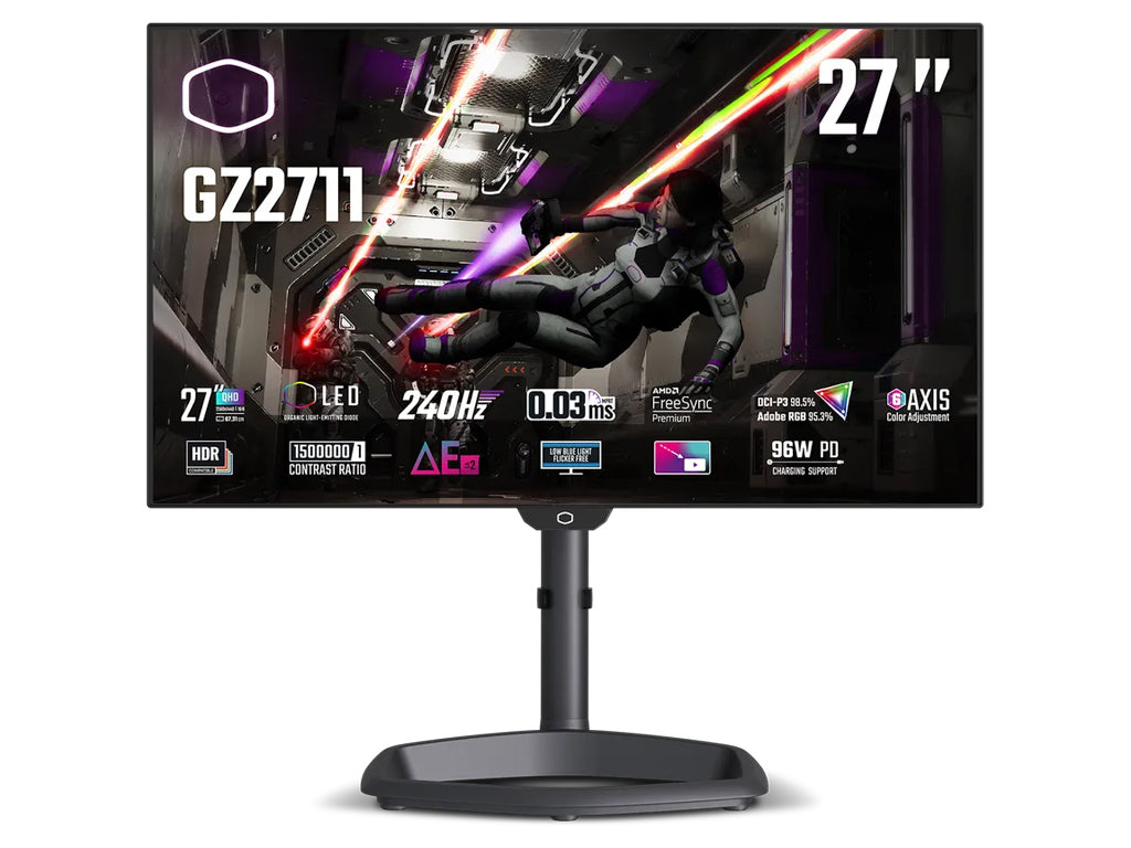 Monitor 27'' (69 cm) QHD OLED 240Hz, HDR10, 2xHDMI, 2xDisplayPort, USB-C DP Alt., zvočniki, Cooler Master Tempest GZ2711