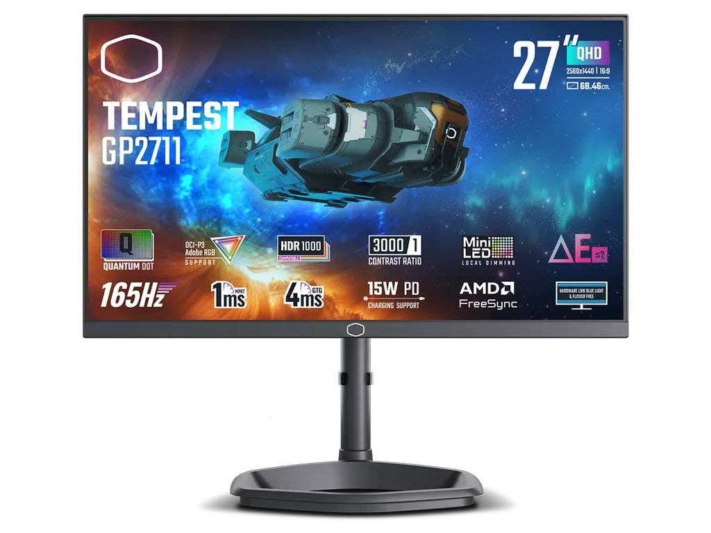 Monitor 27'' (69 cm) QHD MiniLED VA 165Hz, HDR1000, 2xHDMI, DisplayPort, USB-C DP Alt, zvočniki, Cooler Master Tempest GP2711