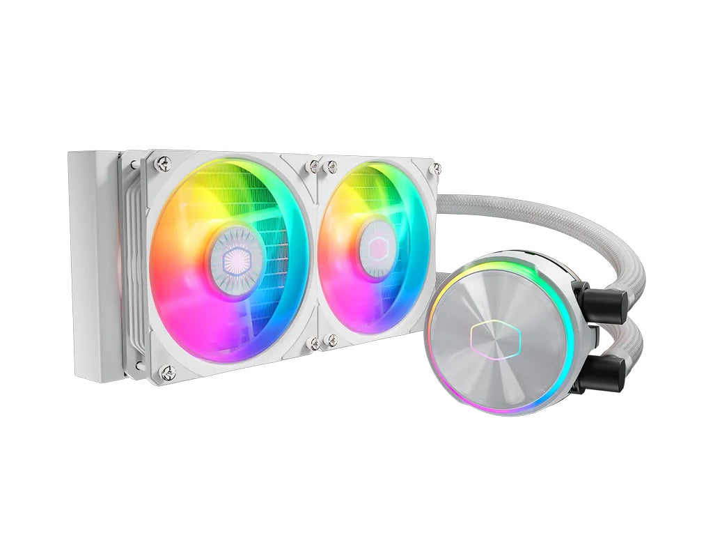 Komplet za tekočinsko hlajenje AIO Liquid Cooler Cooler Master MasterLiquid PL240 Flux, 240mm, ARGB, bel