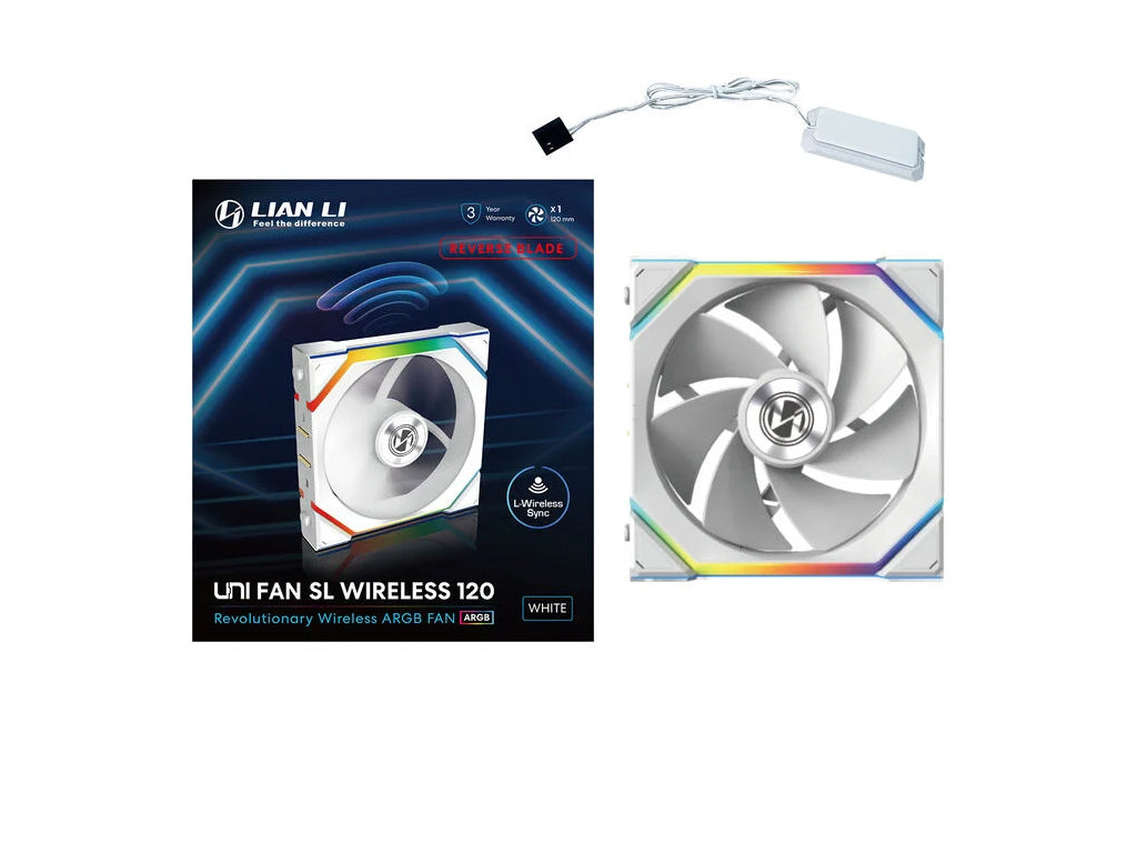 Ventilator za ohišje Lian Li UNI FAN SL Wireless 120 Reverse Blade ARGB PWM 120mm, bel