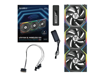 Ventilator za ohišje Lian Li UNI FAN SL Wireless 120 ARGB PWM 120mm, 3 Pack + kontroller, črn