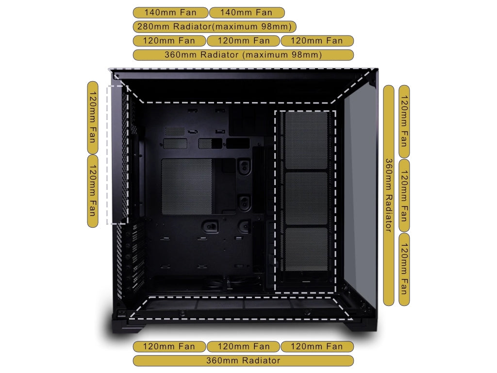 Računalniško ohišje Lian Li O11 Vision Compact, ATX, Midi-Tower, kaljeno steklo, črno