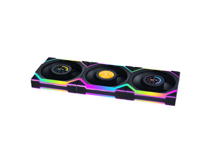 Ventilator za ohišje Lian Li UNI FAN SL Wireless LCD 120 ARGB PWM 120mm, 3 Pack + Kontroler, črn