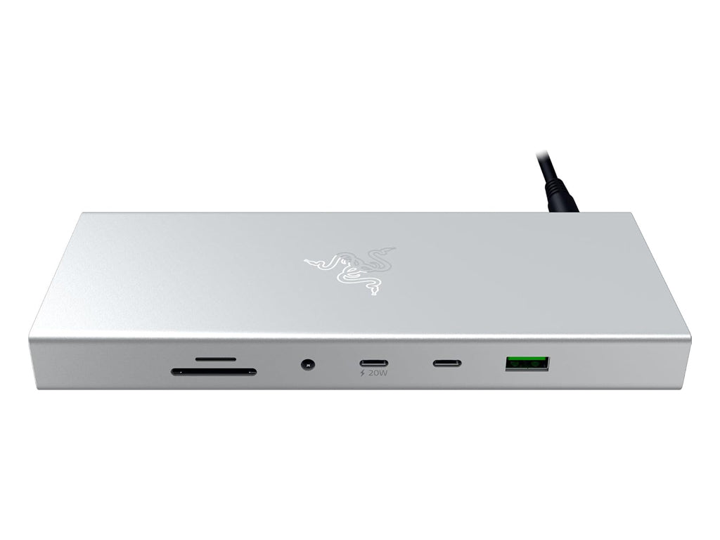 Priključna postaja USB-C Razer USB 4 Dock Mercury, 14 v 1, 5xUSB-A, 3xUSB-C, HDMI, DP,  RJ45, AUX, mSD/SD, srebrna