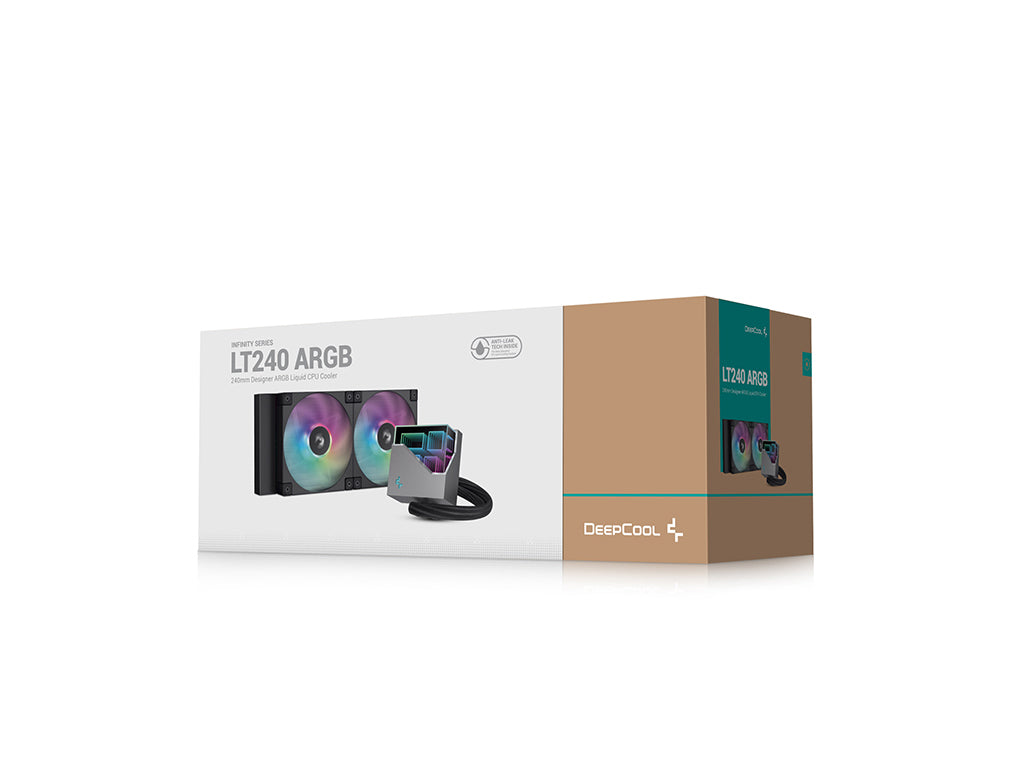 Komplet za tekočinsko hlajenje AIO Liquid Cooler DeepCool LT240 ARGB, 240mm, RGB, črn
