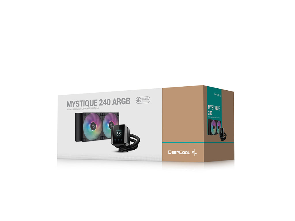 Komplet za tekočinsko hlajenje AIO Liquid Cooler DeepCool MYSTIQUE 240 ARGB, 240mm, RGB, LCD, črn