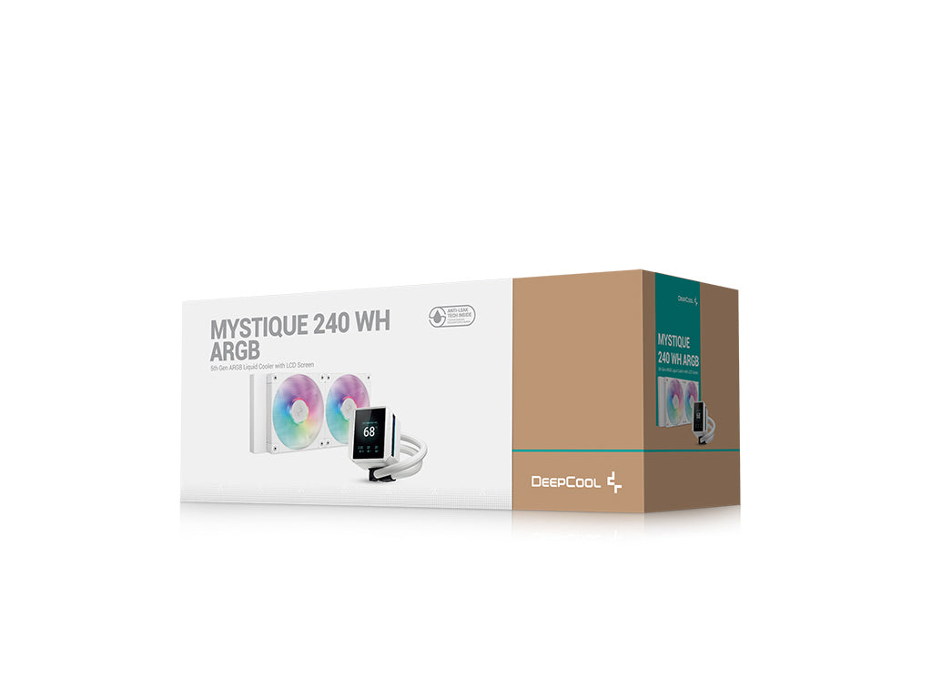 Komplet za tekočinsko hlajenje AIO Liquid Cooler DeepCool MYSTIQUE 240 WH ARGB, 240mm, RGB, LCD, bel