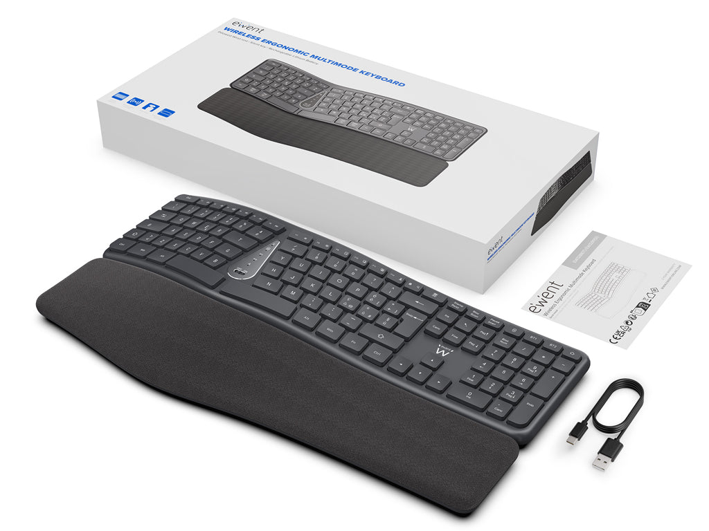 Tipkovnica Ewent EW3289 Wireless Ergonomic Multi-Connect, SLO