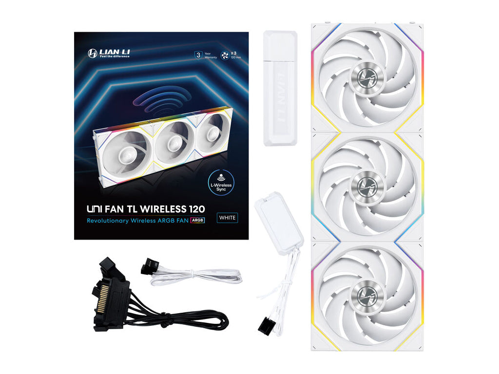 Ventilator za ohišje Lian Li UNI FAN TL Wireless 120 ARGB PWM 120mm, 3 Pack + Kontroler, bel