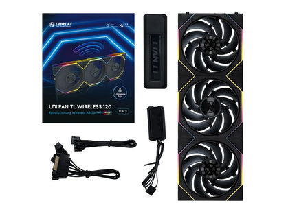 Ventilator za ohišje Lian Li UNI FAN TL Wireless 120 ARGB PWM 120mm, 3 Pack + Kontroler, črn