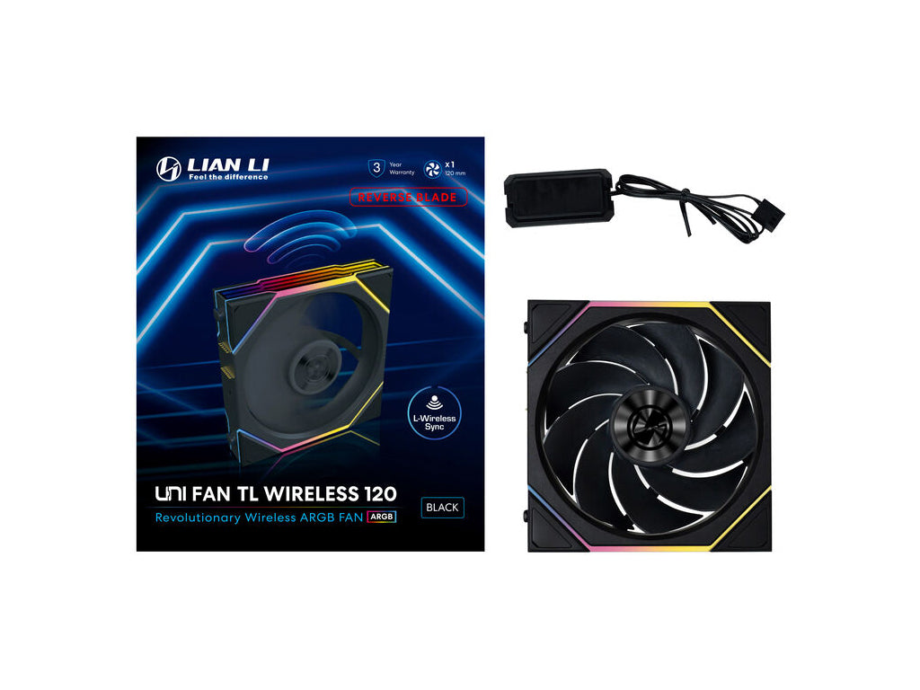 Ventilator za ohišje Lian Li UNI FAN TL Wireless 120 Reverse Blade ARGB PWM 120mm, črn