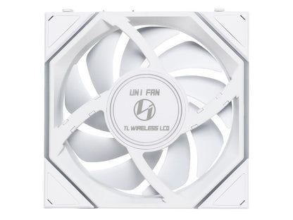 Ventilator za ohišje Lian Li UNI FAN TL Wireless LCD 120 Reverse Blade ARGB PWM 120mm, bel
