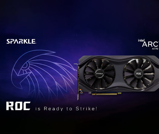 Grafična kartica Intel ARC A770 ROC OC Edition, 16GB GDDR6, PCIe 4.0 x16, 3x DisplayPort, 1x HDMI, Sparkle