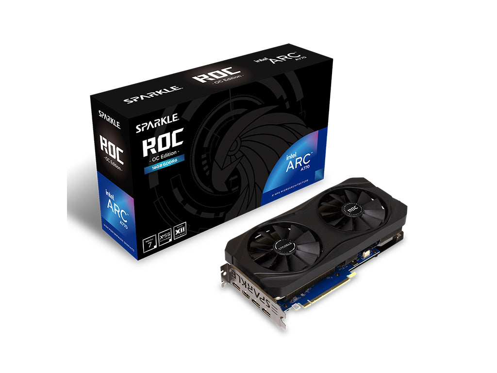 Grafična kartica Intel ARC A770 ROC OC Edition, 16GB GDDR6, PCIe 4.0 x16, 3x DisplayPort, 1x HDMI, Sparkle