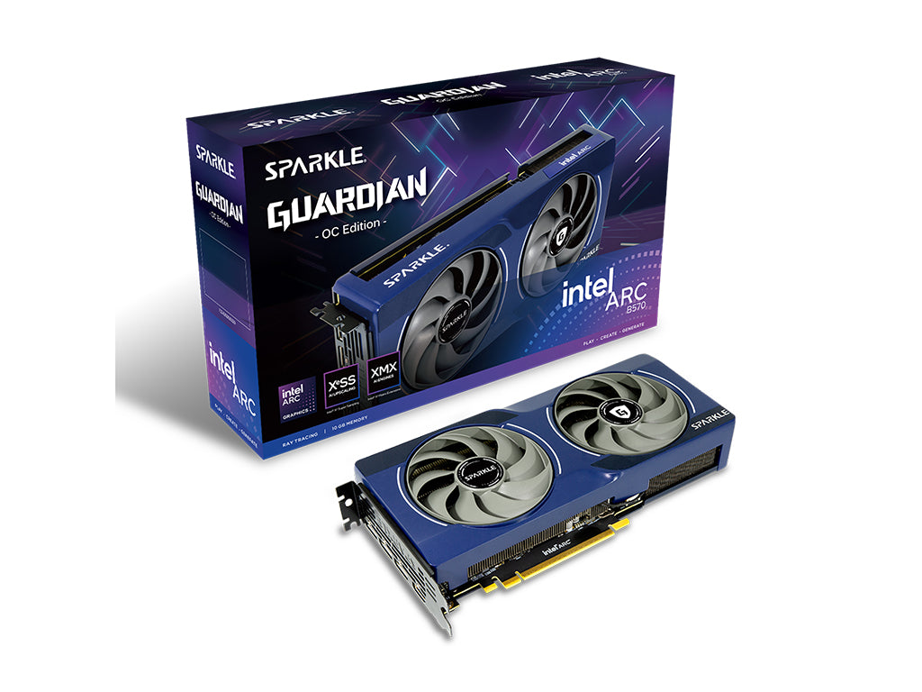 Grafična kartica Intel ARC B570 GUARDIAN OC, 10GB GDDR6, PCIe 4.0 x8, 3x DisplayPort, 1x HDMI, Sparkle