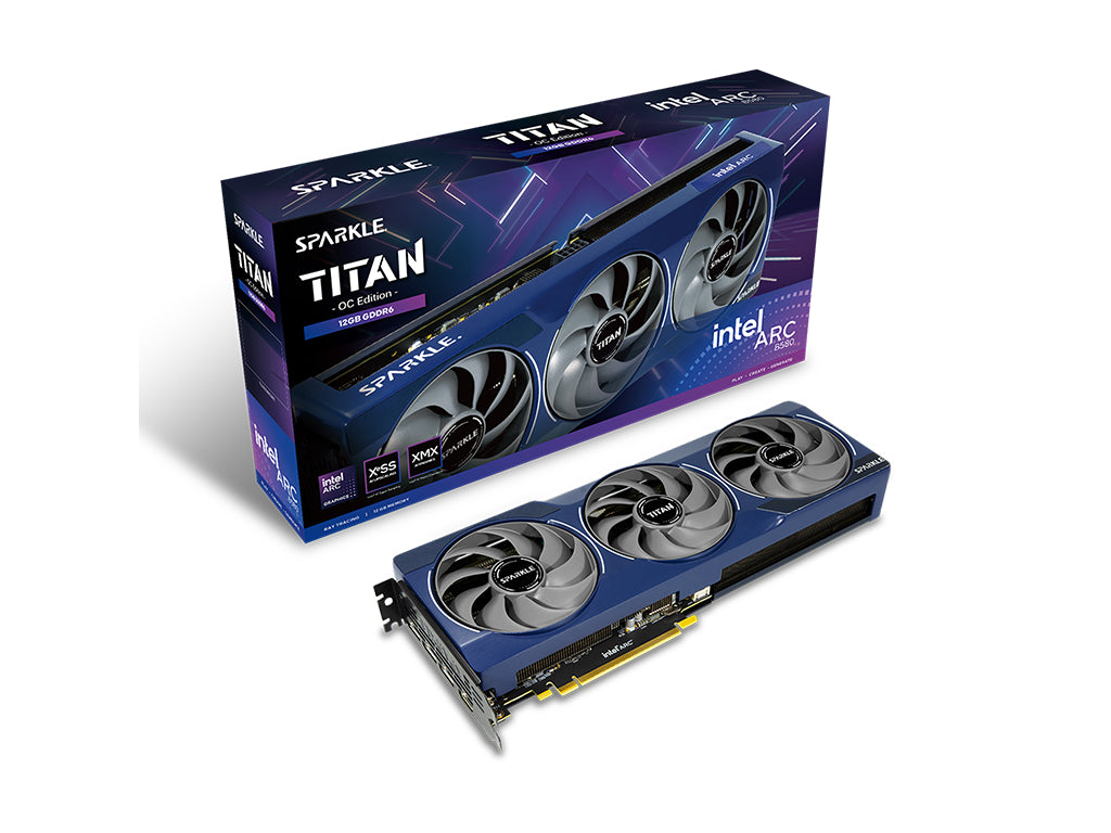 Grafična kartica Intel ARC B580 TITAN OC, 12GB GDDR6, PCIe 4.0 x8, 3x DisplayPort, 1x HDMI, Sparkle