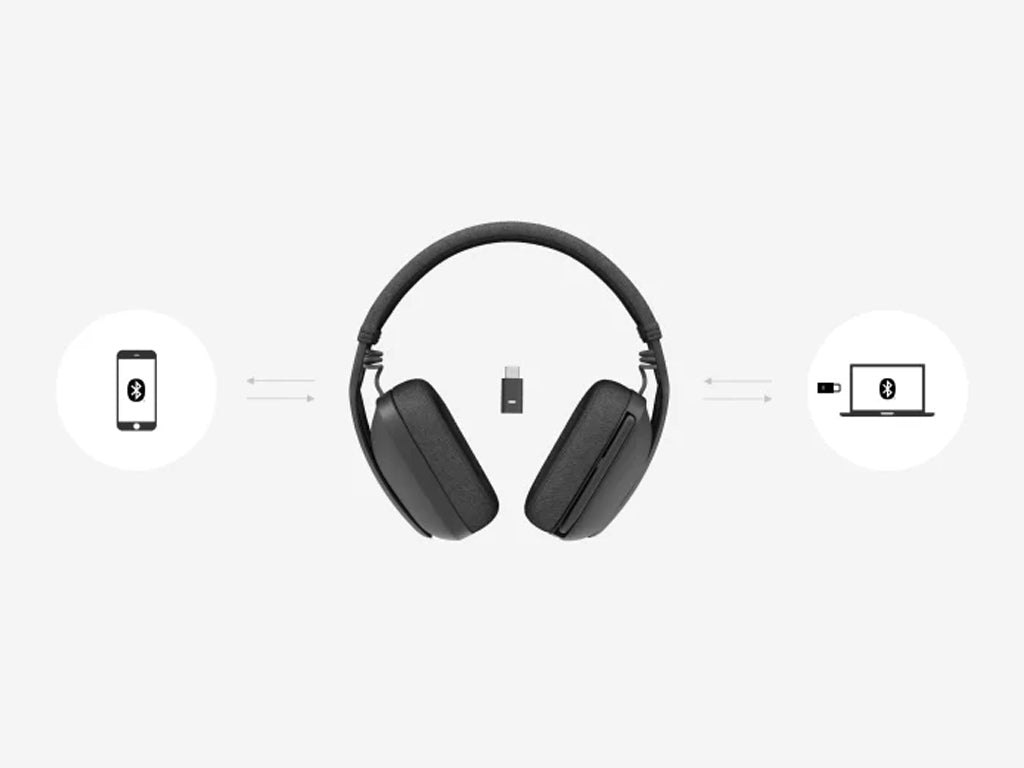 Slušalke Logitech Zone Vibe Wireless for Business, USB-C, grafitne