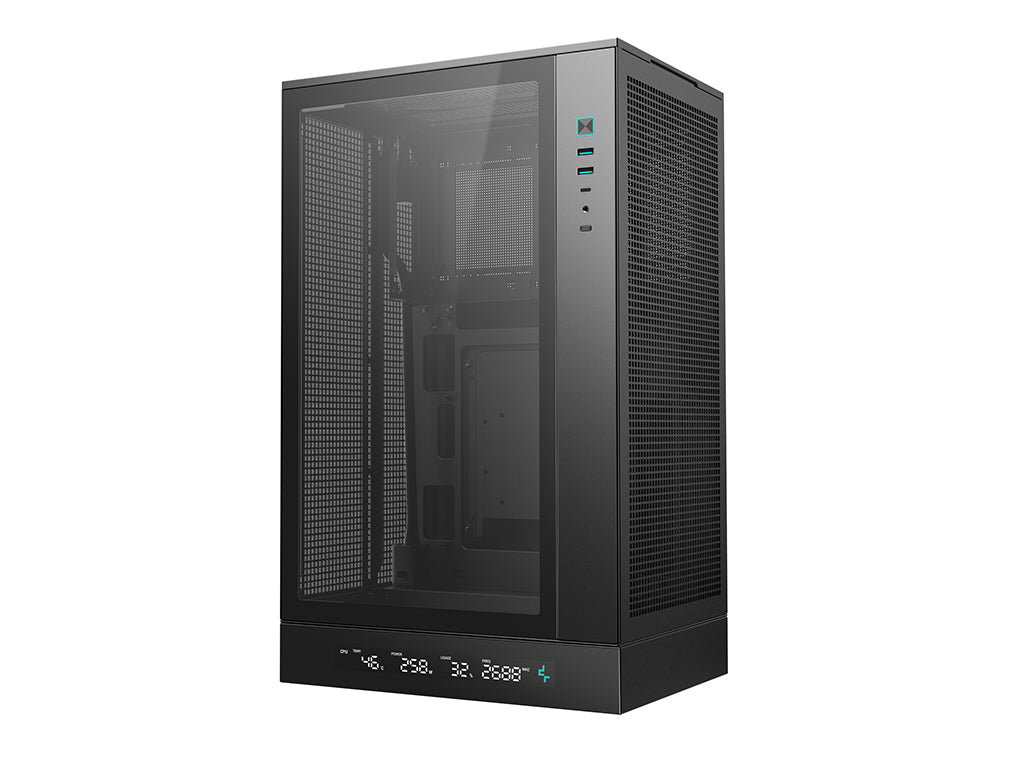 Računalniško ohišje DeepCool CH270 DIGITAL, Micro-ATX, LCD, Kaljeno steklo, črno