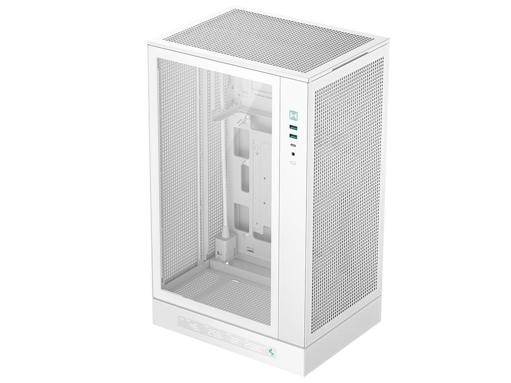 Računalniško ohišje DeepCool CH270 DIGITAL, Micro-ATX, LCD, Kaljeno steklo, belo