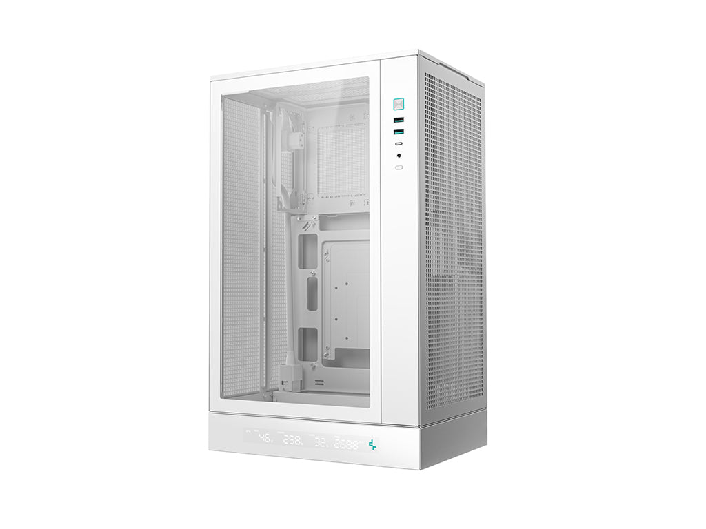 Računalniško ohišje DeepCool CH270 DIGITAL, Micro-ATX, LCD, Kaljeno steklo, belo