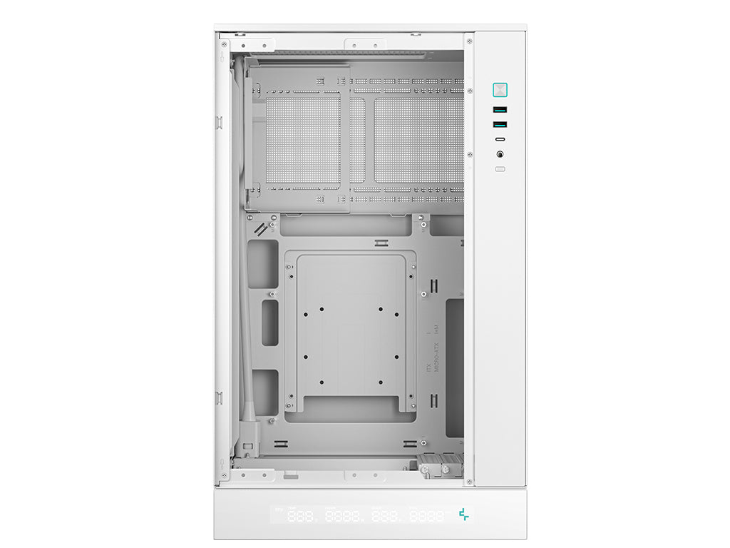 Računalniško ohišje DeepCool CH270 DIGITAL, Micro-ATX, LCD, Kaljeno steklo, belo