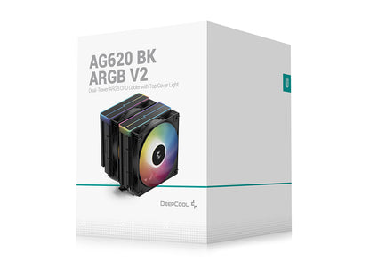 Hladilnik za procesor DeepCool AG620 BK ARGB V2, 2x120mm, črn