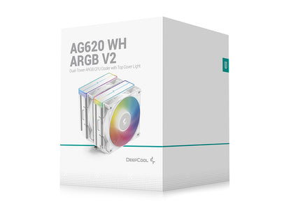 Hladilnik za procesor DeepCool AG620 WH ARGB V2, 2x120mm, bel