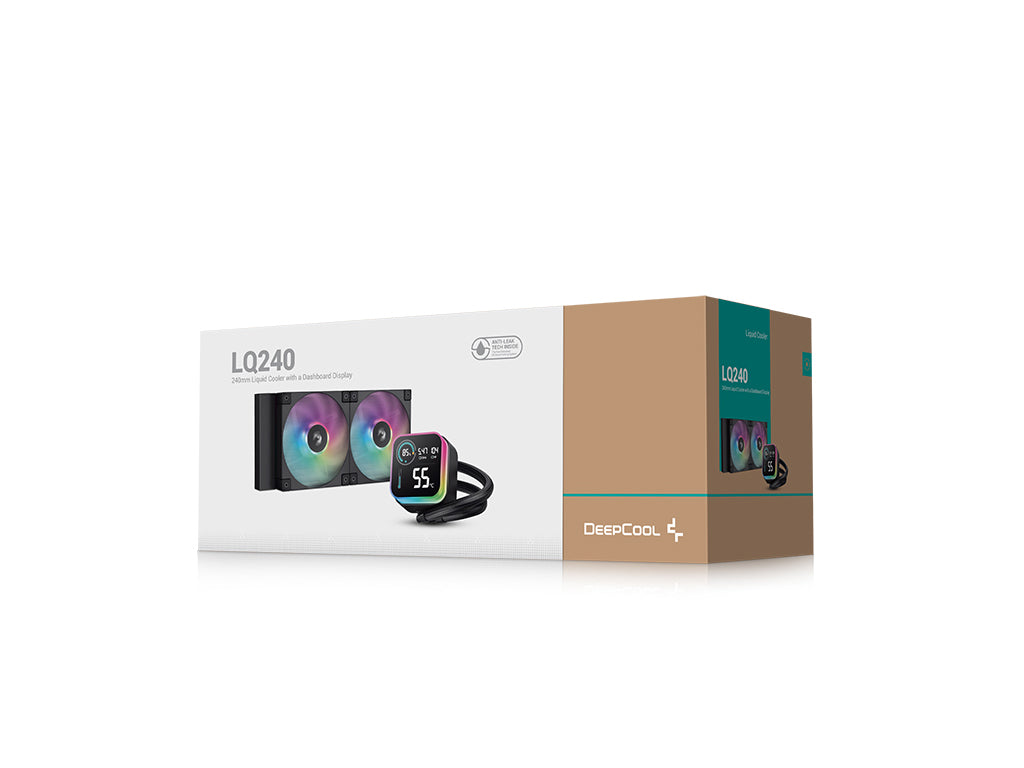 Komplet za tekočinsko hlajenje AIO Liquid Cooler DeepCool LQ240, 240mm, LCD, ARGB, črn