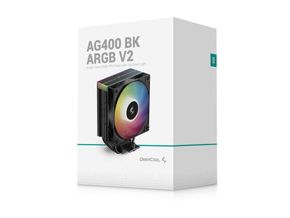 Hladilnik za procesor DeepCool AG400 BK ARGB V2, 120mm, črn