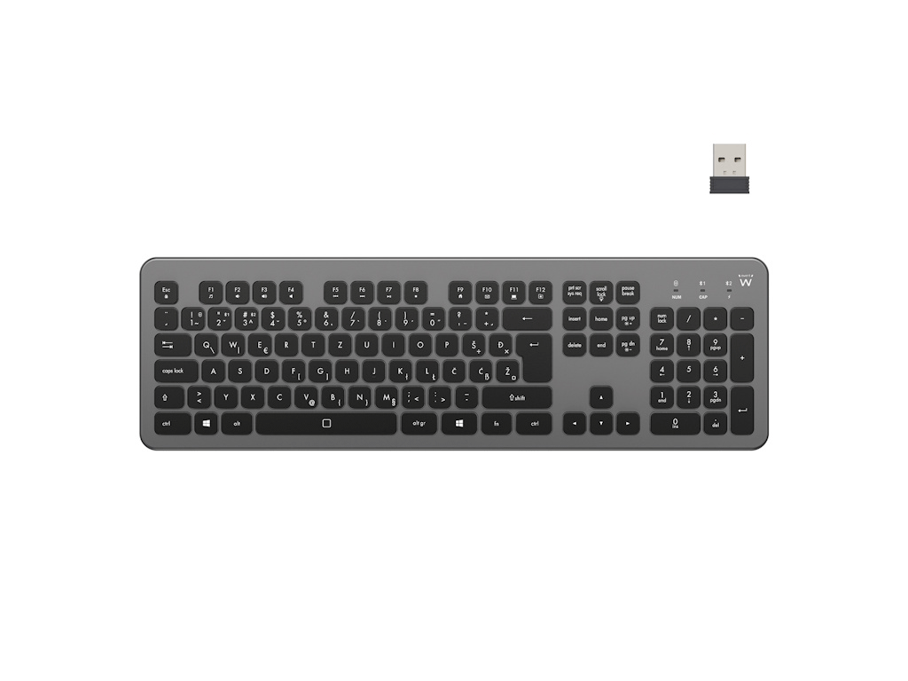 Tipkovnica Ewent EW3298 Wireless, osvetljena, Multimode, SLO