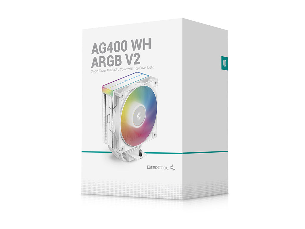 Hladilnik za procesor DeepCool AG400 WH ARGB V2, 120mm, bel