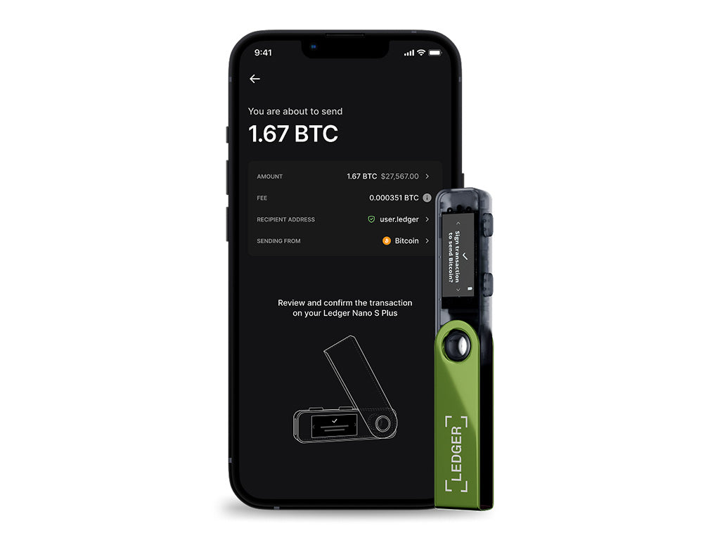 Ledger Nano S PLUS, denarnica za Bitcoin in druge kriptovalute, Oxidate Green