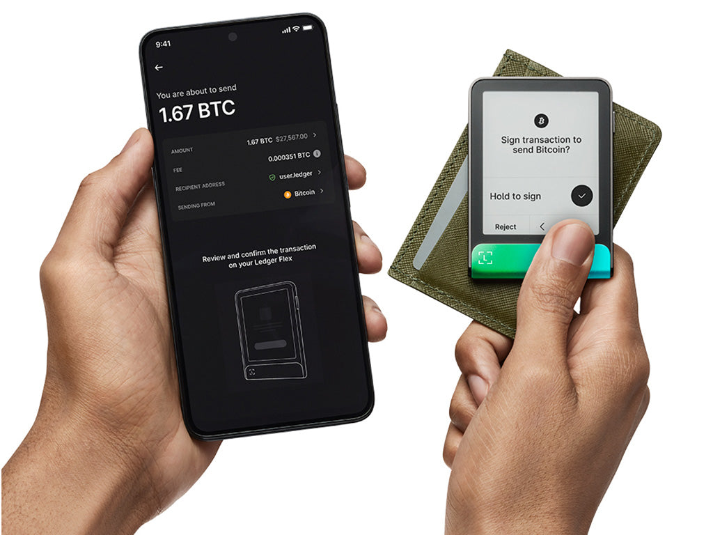 Ledger Flex z Recovery Key, denarnica za Bitcoin in druge kriptovalute, Oxidate Green