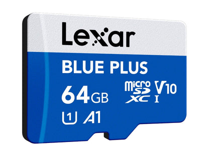 Spominska kartica Lexar BLUE PLUS, Micro SDXC, 64GB, 100MB/s, U1, V10, A1, UHS-I, z adapterjem