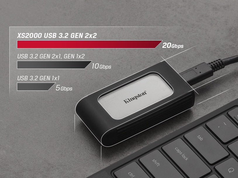 Zunanji SSD 500GB Type-C USB 3.2 Gen2x2 NVMe, IP55, Kingston XS2000 (SXS2000/500G)