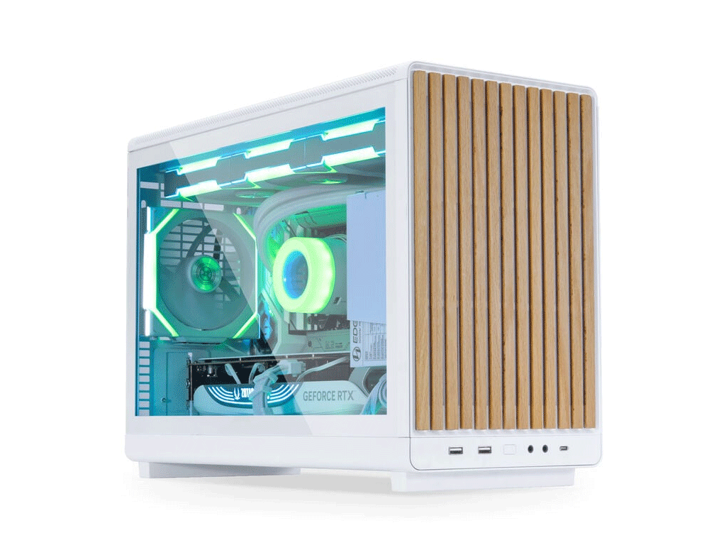 Računalniško ohišje Lian Li DAN Cases A3 Wood, kaljeno steklo, Micro-ATX, belo