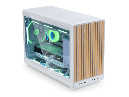 Računalniško ohišje Lian Li DAN Cases A3 Wood, kaljeno steklo, Micro-ATX, belo