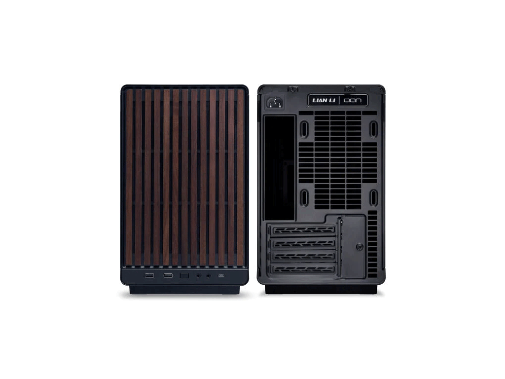 Računalniško ohišje Lian Li DAN Cases A3 Wood, kaljeno steklo, Micro-ATX, črno